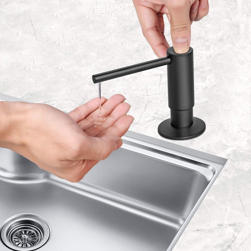 Samodra Sink Soap Dispenser, Metal Pump Head Liquid Lotion Countertop Kitchen Bathroom Soap Dispenser with 17 OZ PET Bottle (Black Matte) - Image 3